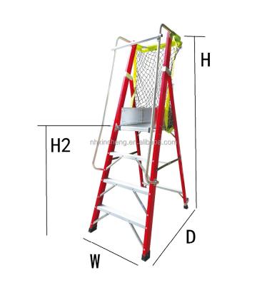 China Hong Kong Hot Selling Fiberglass Aluminum Safety Workbench Platform Ladder with Handrail Wheels for sale