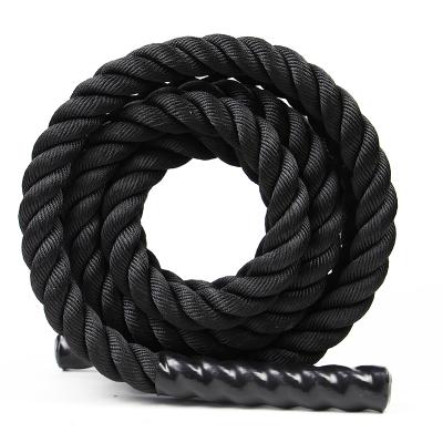 China Universal Black Polyester Power Battle Rope Gym Fitness Training Nylon Battle Ropes 9m 12m 15m 50ft Training for sale