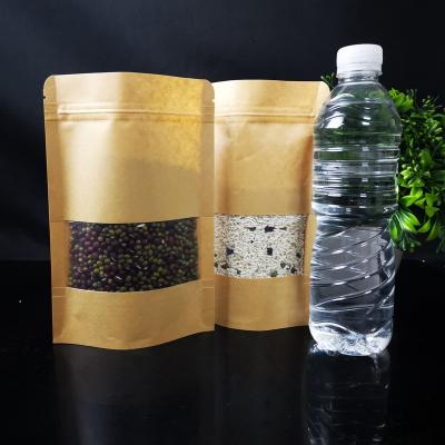 China Wholesale Ziplock Moisture Proof Food Grade Kraft Paper Brown Paper Bags With Clear Window for sale