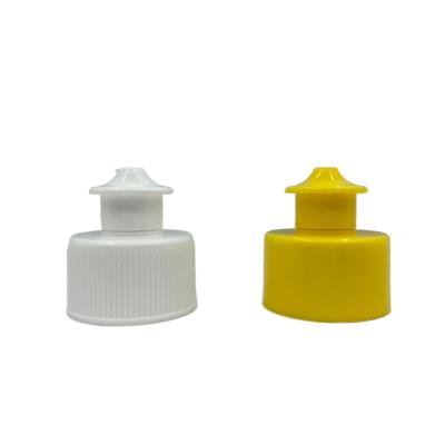 China Yellow Push Pull Bottle Caps PP 24/410 28/410 Customized Color Sample Approved for sale