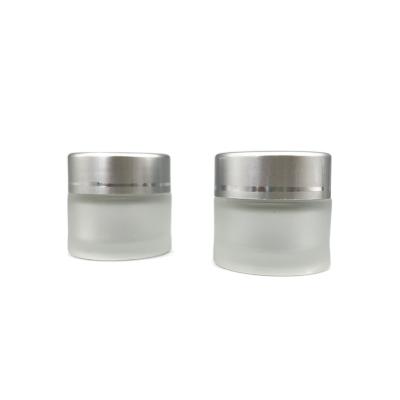 China 10g Frosted Cosmetic Glass Jar Cream Diameter 3.5cm Clear Color White Lid for sale