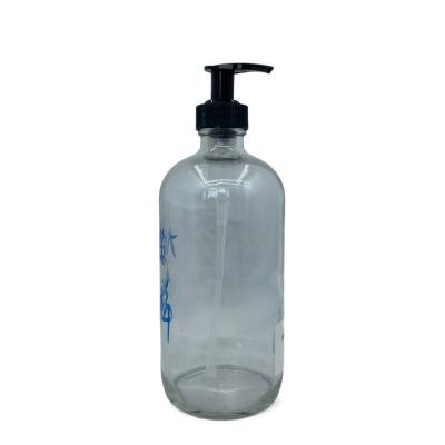 China Transparent 500ml Skin Care Glass Bottle Liquid Anti UV With Lotion Pump for sale