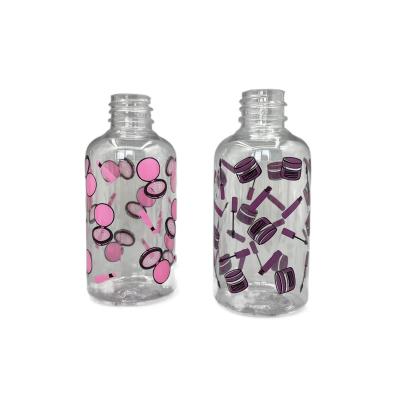 China Transparent Boston PET Pump Bottle Round Shoulder 70ml Moisturizer With Printing for sale