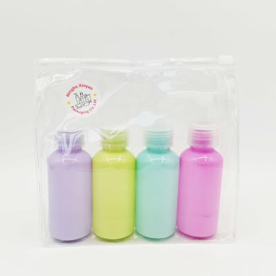 China Travel Set Series Skincare 75ml Pet Pump Bottle Pink Purple Light Green Light Blue for sale