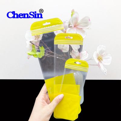 China Light Yellow Movable Front Side Plastic Bag Crate Packing Bag Colors Zip Lock Moisture Proof Bag One Side Clear Plastic Bag for sale