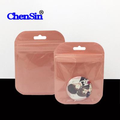 China Clear Front Cyan Plastic Bags Accessories Pink Colors Moisture Proof Zipper Bags Zip Lock Pouch Gift Bags for sale