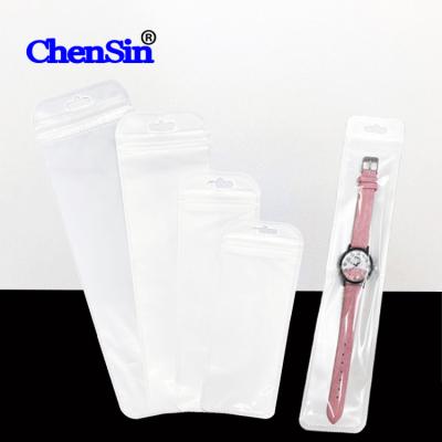 China Pearl Materials Zip Lock Moisture Proof White Plastic Bags Clear Front Zipper White Bags For Accessories Packaging Transparent White Bag for sale