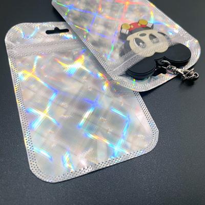 China Moisture Proof Instant Lock Plastic Bag Plastic Clear Glossy Foil Laser Sachet Poly Bags With Clear Zipper Holographic Shine Color for sale