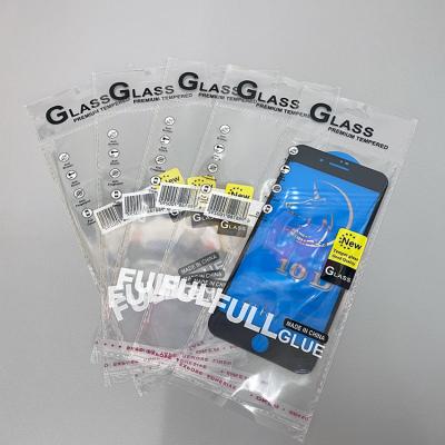 China Cell phone toughened self-adhesive plastic adhesive bag moisture-proof GLASS film clear head bag stain card film bag for sale