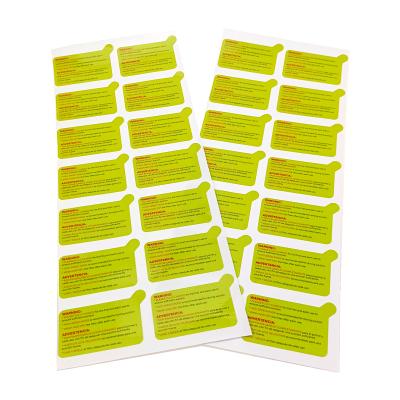 China PVC Self Adhesive Custom Warning Vinyl Stickers Green OEM Waterproof Sticker Marks Information Self Adhesive Custom Sticker for sale