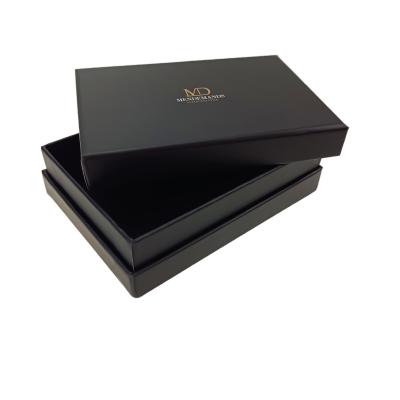 China Recyclable High Quality Small Lid Black Packaging Paper Box And Base Gift Box With Custom Logo for sale