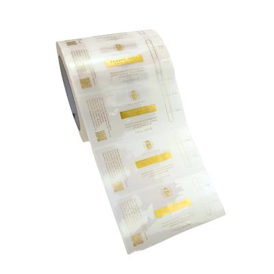 China Self Adhesive Custom Printing Vinyl PVC Labels Clear Transparent Glossy Gold Foil Stamping Self Adhesive Packaging Labels Sticker for sale