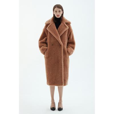 China Fashion wool breathable women favor jacket winter oversized outwear overcoat real sheep shearing fur coat plus size teddy coat for sale