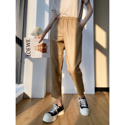 China Fashion Breathable Women's Casual Pants Trousers Leather Pants Wide Leg Plus Leather Pants for sale