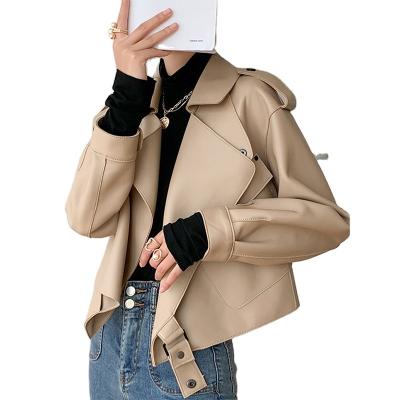 China Anti-wrinkle genuine leather biker jacket for women leather bomber plus size real sheepskin jackets coats wholesale women's clothing for sale