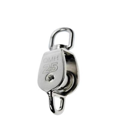 China 316 Stainless Steel 316 Single Block Pulley With Lane Swivel Eye 25mm Rope Pulley for sale