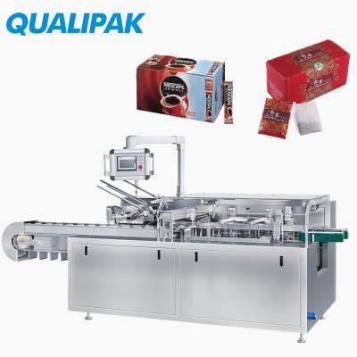 China Food Qualipak High Speed ​​100 Box / Blister Pill Cartoning Packing Machinery Minimum Panel Automatic Carton Folding for sale