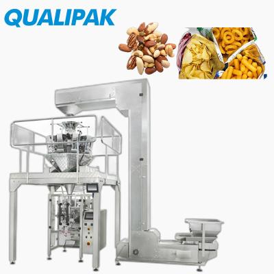 China Full Automatic Food Qualipak Sachet Snack French Fries Pellet Multihead Weighing Plantain French Fries Packing Machine for sale