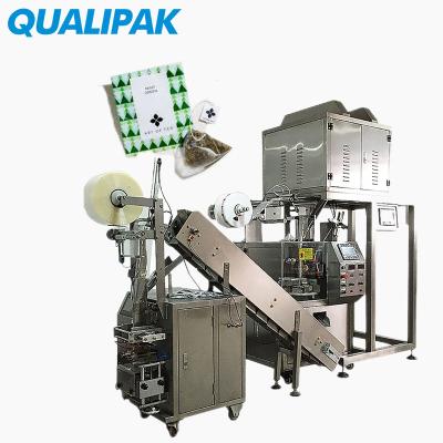 China High Production Efficiency Qualipak Automatic Filter Paper Inner And Outer Triangle Pyramid Sachet Nylon Tea Bag Packing Machine for sale