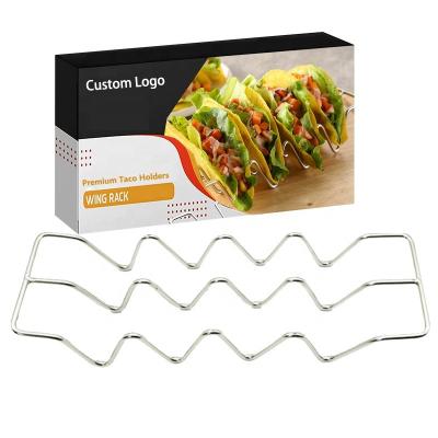 China 4 Piece 304 Stainless Steel Taco Rack Holds Premium Burrito Pancake Sustainable Cooking Tools W Shaped Rack for sale