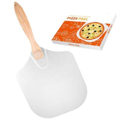 China 12 Inch x 14 Inch Pizza Paddle Large Metal Pizza Paddle Sustainable Homemade Baking Aluminum Skin With Foldable Wooden Handle for sale