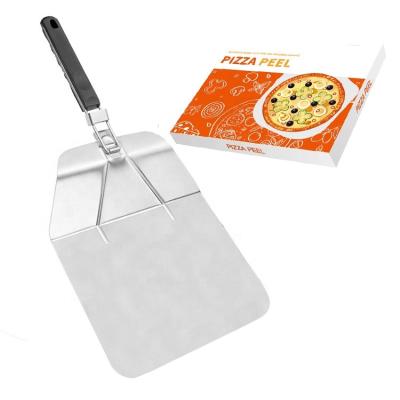 China Viable Chef Pizza Tools Stainless Steel Metal Paddle Pizza Corrosion Resistant Folding Turning Skin With Ergonomic Space Saver Handle for sale