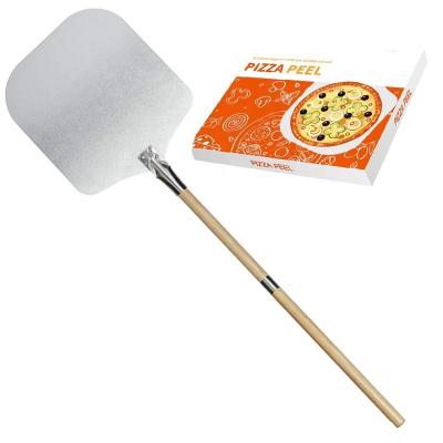 China Homemade Baking Stored Aluminum Pizza Skin and Adjustable Bread Lengths Metal Pizza with 2 Detachable Wooden Handle for sale