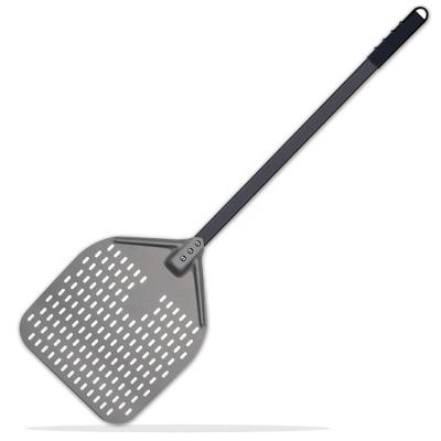 China Pizza Brick Oven Perforated Rectangular Anodized Extended Silcone Handle Sustainable Baking Aluminum Spinning Skin for sale