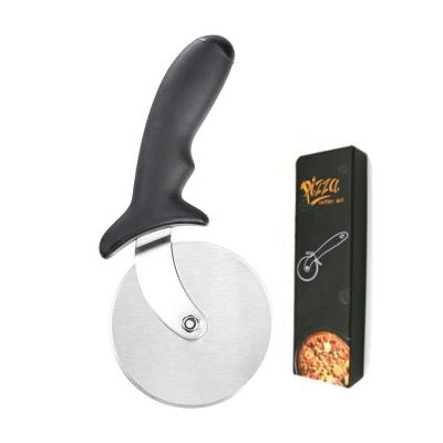 China Viable Custom Black Logo Cheap Pizza Tools Stainless Steel Blade Pizza Cutter Multi Wheel With Plastic Handle for sale