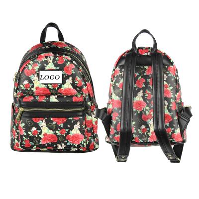 China Waterproof Beauty and the Beast Belle Roses Custom Fashion Backpack Mochila S Rucksacks Leather Sports Mini Casual Women's Backpacks for sale