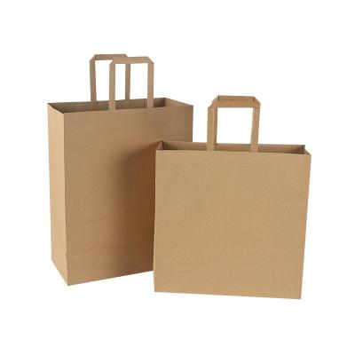 China Hot Sale Recycled Kraft Paper Bag Materials Price Cheap Custom Logo Flat Handle White Paper Bags With Your Own Logo for sale