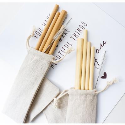 China Disposable Bamboo Straws Reusable Bamboo Cutlery Include Straw Drinking Straw for sale