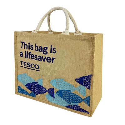 China New arrival eco eco friendly custom logo printed jute tote bags reusable jute shopping bag for sale