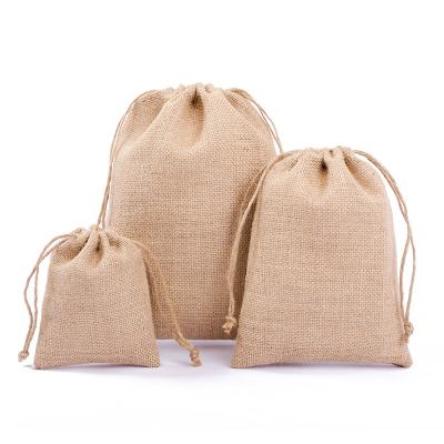 China Wholesale Universal Reusable Jewelry Nature Color Jute Folding Drawstring Bag for sale