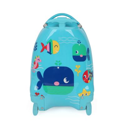 China Universal Wheel Wholesales Blue Hard Cute Trolley Case Hard Cute ABS Shell Luggage Boy Suitcases Bag Piggy Bag For Kids Children for sale