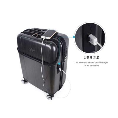 China ABS 20 24 inch hard plastic trolley case travel suitcases with usb charging and waterproof luggage retangle koffer for sale