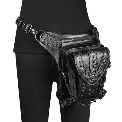 China Water Proof Gothic Steampunk Skull Rivet Vintage Gothic PU Drop Leg Pack Hip Belt Arm Tactical Backpack Women Shoulder Cool Messenger Bag Bolso for sale