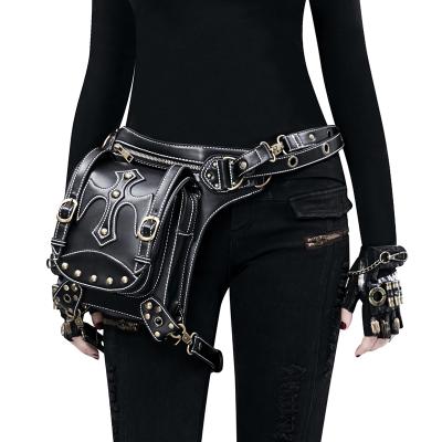 China Water Proof Steampunk Vintage Rivet PU Fanny Waist Bag Gothic Tactical Drop Leg Bag Women Shoulder Messenger Bag Cool Fashion Bolso for sale