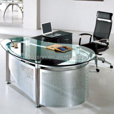 China FKS-HD-ED022 Tempered Glass Table Top Modern Glass Top Desk for sale