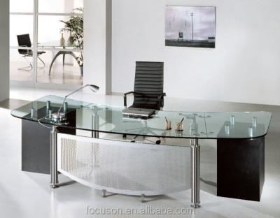 China 12mm Thickness Tempered Glass Top FKS-HD-ED024 Modern Glass Top Desk for sale