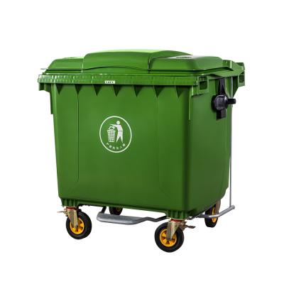 China 1100 L Sustainable Square Large Size Trash Bin Plastic Waste Container Garbage Bins for sale