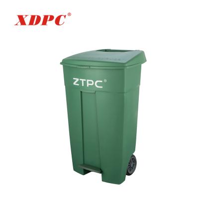 China Durable 120 Liter Outdoor Wheelie 120 Foot-Control Wheelie Bin Plastic Pedal Bin With Wheels for sale