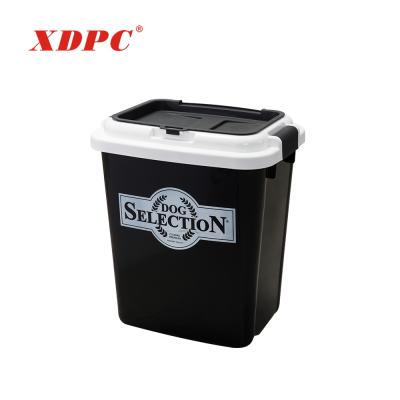 China Plastic Animal Storage Box Pet Cat Dog Food Storage Bin Container Barrel Box With Lid for sale