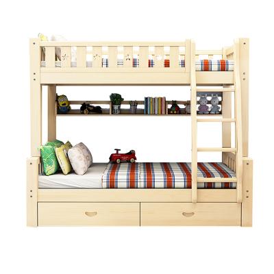 China Environmental Friendly Modern Solid Wood Double Beds Bunk Kids Bed Sky And Earth Twin Bed for sale