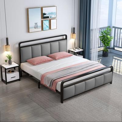 China Modern Foldable 1.5m Double Bed Dorm Single Bed Iron Frame Single Beds for sale