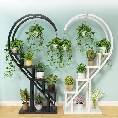 China Minimalist Heart Shaped Flower Display Stand Stainless Plant Stands Home Decoration 5-Tier Metal Iron Steel Shelf for sale