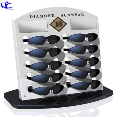 China Blue Metal Women Counter Rack Men Supermarket Store Optical Frames Ray Glasses Acrylic Sunglass Display Stand for sale