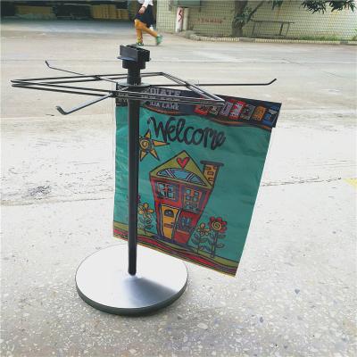 China Environment friendly; Waterproof Metal Wire Spinner Tier Store Promotion Rotating Counter Display Rack With Fork Arms For Hanging Ornament Metal Display Stand for sale