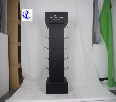 China Who respects the environment; Quick Assembled Custom Floor Standing 4 Side Display Rack With Hooks For Cell Phone Accessories Cardboard Display Stand for sale