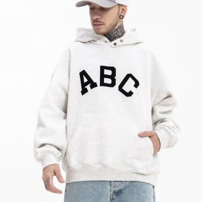 China high quality heavy Anti-wrinkle pullover hoodie letter screen printing thick fleece men's hoodies for sale